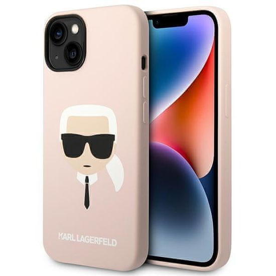 Karl Lagerfeld KLHMP14SSLKHLP hard silikonové pouzdro iPhone 14 6.1" light pink Silicone Karl`s Head Magsafe
