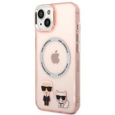 Karl Lagerfeld KLHMP14MHKCP hard silikonové pouzdro iPhone 14 PLUS 6.7" pink Karl & Choupette Aluminium Magsafe