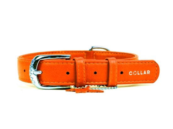 Collar Obojek kožený Glamour Classic - oranžový (18-21cm/9mm)