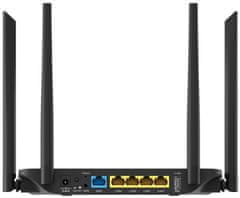 dvoupásmový router THWR 1200/ Wi-Fi 802.11a/b/g/n/ac/ 1200 Mbit/s/ 2,4GHz a 5GHz/ 4x LAN/ 1x WAN/ 1x USB/ černý