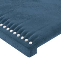 Greatstore Čelo postele s LED tmavě modré 80 x 5 x 78/88 cm samet