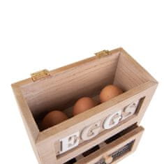 Clayre & Eef Dřevěná skříňka na vajíčka EGGS