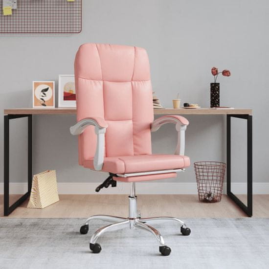 Vidaxl Polohovací kancelářská židle růžová umělá kůže