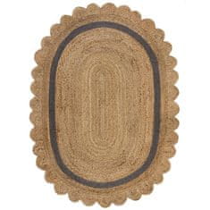 Flair Rugs Kusový koberec Grace Jute Natural/Grey ovál 120x170 ovál cm