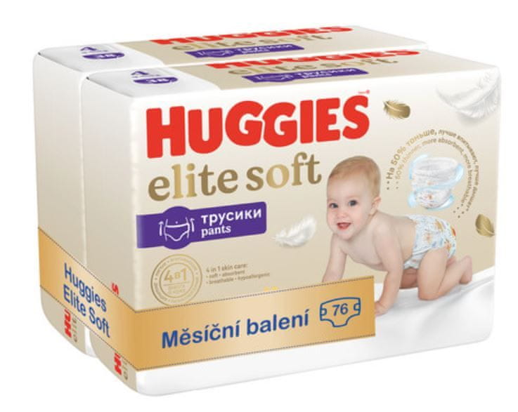 Levně Huggies měsíční balení 2 x Elite Soft PANTS č. 4 - 76 ks