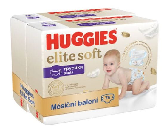 Huggies měsíční balení Elite Soft PANTS 4, 76 ks