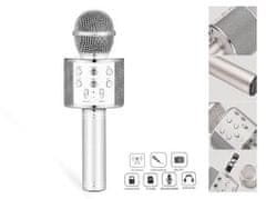 Karaoke bluetooth mikrofon s reproduktorem, STŘÍBRNÁ E-227-ST