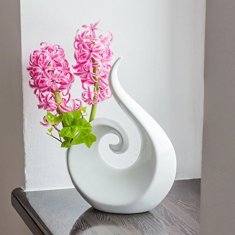 botle Květinová váza Keramický Plamen Bílá / Černá 18,5x7,5x25cm