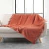Oranžový přehoz na postel s třásněmi ZAMINA, 125 x 150 cm
