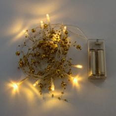 DecoLED DecoLED LED světelný řetěz na baterie - zlaté perly, teple bílá, 10 diod, 1,3m