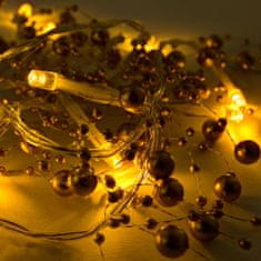 DecoLED DecoLED LED světelný řetěz na baterie - zlaté perly, teple bílá, 10 diod, 1,3m