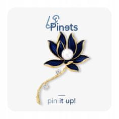 Pinets® Brož pozlacená 14K zlatem modrý květ s kamínky