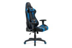 Autronic Kancelářská židle Kancelářská židle, modrá+černá ekokůže, houpací mech., plastový kříž (KA-F03 BLUE)