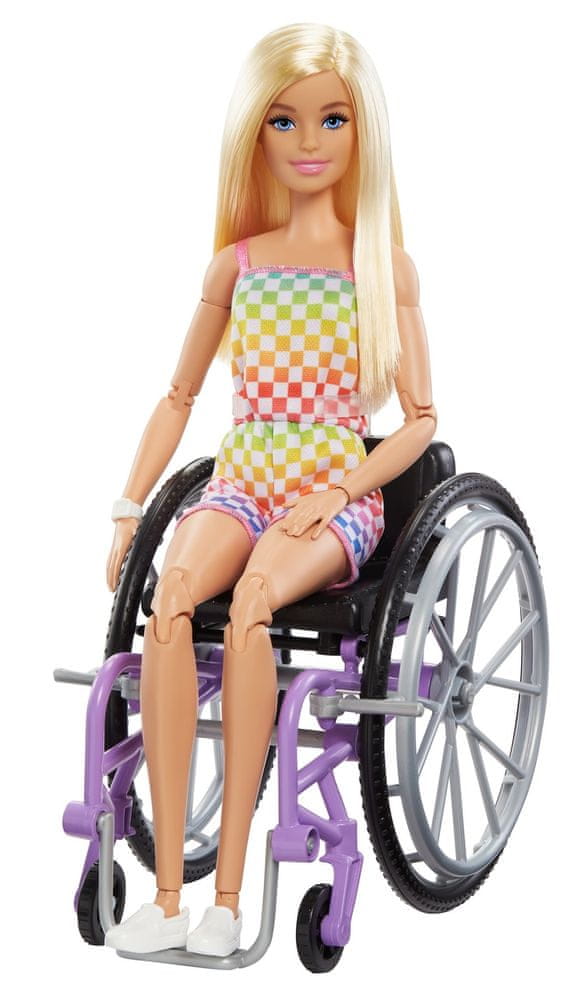Levně Mattel Barbie Modelka na invalidním vozíku v kostkovaném overalu - 193 HJT13