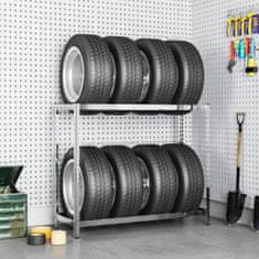 shumee VidaXL 2-vrstvý stojan na pneumatiky stříbrná barva 110x40x110 cm ocel