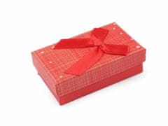 Kraftika 1ks červená světlá puntíky krabička s mašličkou 5x8 cm