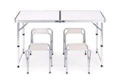 HTA120R+4S WHITE Bílý skládací stůl se 4 židlemi