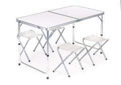 HTA120R+4S WHITE Bílý skládací stůl se 4 židlemi