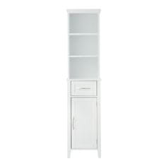 Teamson Dřevěný Koupelnový Nábytek Vysoká Skříňka Volně Stojící Věž Na Prádlo Police A Zásuvka Bílá Ehf-F0006