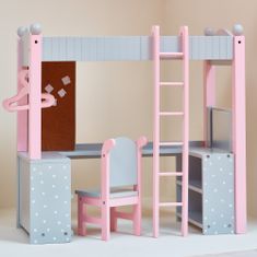 Teamson Olivia's Little World - Polka Dots Princess 18" Doll College Dorm Double Bunk Desk - Grey