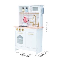 Teamson Dětská Dřevěná Kuchyňka Na Hraní Bílá Vařič Na Hraní Pro Dívky A Chlapce Td-12679C