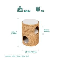 Teamson Staart - Třípatrový domek pro domácí mazlíčky s polštáři, tkaný z mořské trávy