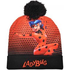 E plus M Dívčí zimní čepice s bambulí Kouzelná beruška - Miraculous Ladybug