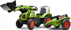 Falk Šlapací traktor FALK s lopatou a zeleným přívěsem