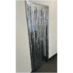 Metalický dveřní závěs, 200 x 100 cm, stříbrný