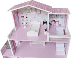 Freeon Dřevěný domeček pro panenky - světle růžový