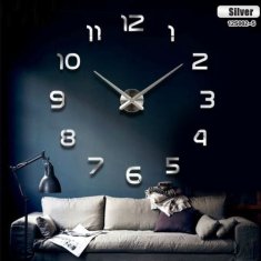KIK Velké nástěnné hodiny 80-120 cm stříbrné 12 číslic