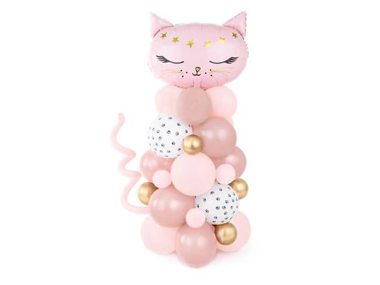 PartyDeco Balónkový sloup Růžová kočka 140cm