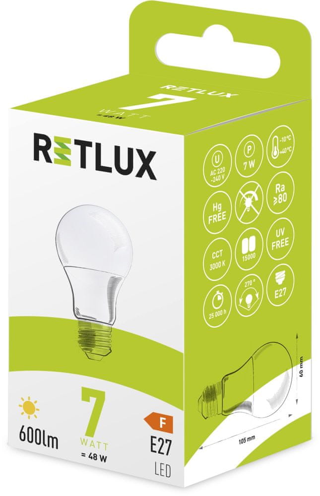 Levně Retlux RLL 400 A60 E27 bulb 7W WW