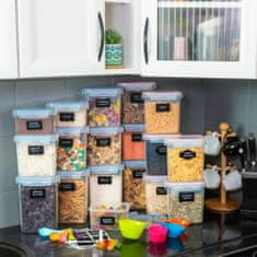 Deco Haus Dózy na potraviny - Sada 16 kusů Opakovaně použitelné nádoby na potraviny se vzduchotěsnými víčky do kuchyně - Plast bez BPA - modrá