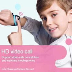 Netscroll Dětské chytré hodinky, GPS sledování, SOS alarm, pokud dítě opustí omezenou oblast, LBS technologie, slot pro SIM kartu, kamera, volání, videohovory, kompatibilní s Android+iOS, KidsSmartWatch, růžová