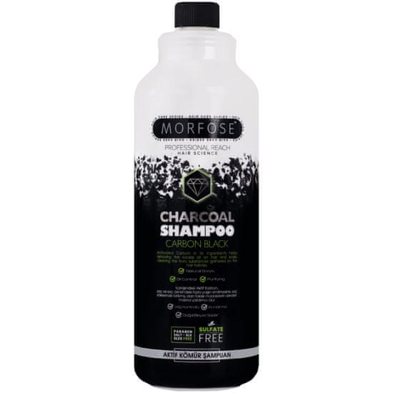 Morfose Charcoal Shampoo Carbon Black - šampon bez SLS s aktivním uhlím, 1000 ml
