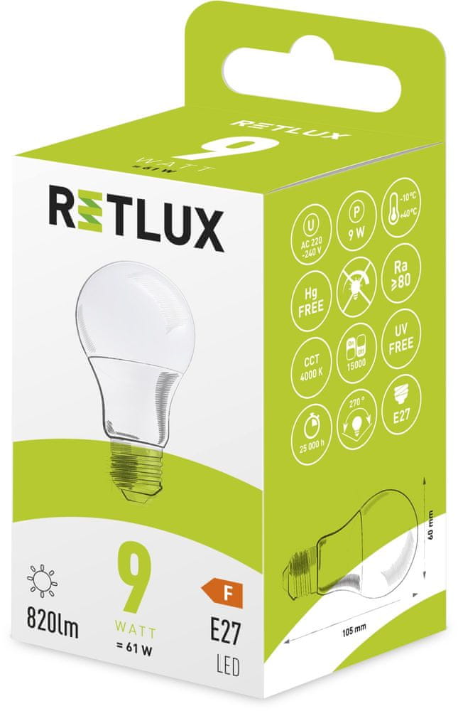 Levně Retlux RLL 404 A60 E27 bulb 9W CW
