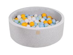 MeowBaby® Kuličkový bazén 90X30cm/200 kuliček 7Compour Hračky pro batolata z kulaté pěny Vyrobeno v EU Světle šedá: bílá/žlutá/světle zelená/dětská modrá