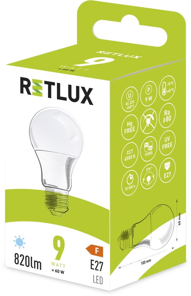 Levně Retlux RLL 405 A60 E27 bulb 9W DL