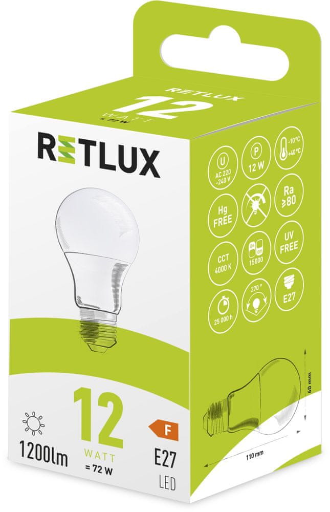Levně Retlux RLL 407 A60 E27 bulb 12W CW