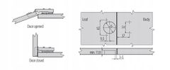 GTV hydraulický nábytkový závěs echc 100°, montovaný shora zm-echc09h04-be sada 2ks