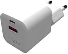 FIXED síťová nabíječka Mini s USB-C + USB-A, PD & QC 3.0, 20W, bílá
