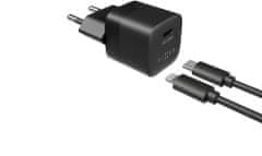 FIXED síťová nabíječka Mini s USB-C, PD, MFI, 20W, černá + USB-C - Lightning kabel, 1m, černá