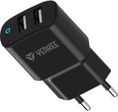 Yenkee síťová nabíječka YAC 2024, 2x USB-A, 2.4, černá