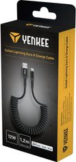 Yenkee kabel YCU 502 BK USB-A - Lightning, MFi, 12W, kroucený, opletený, černá