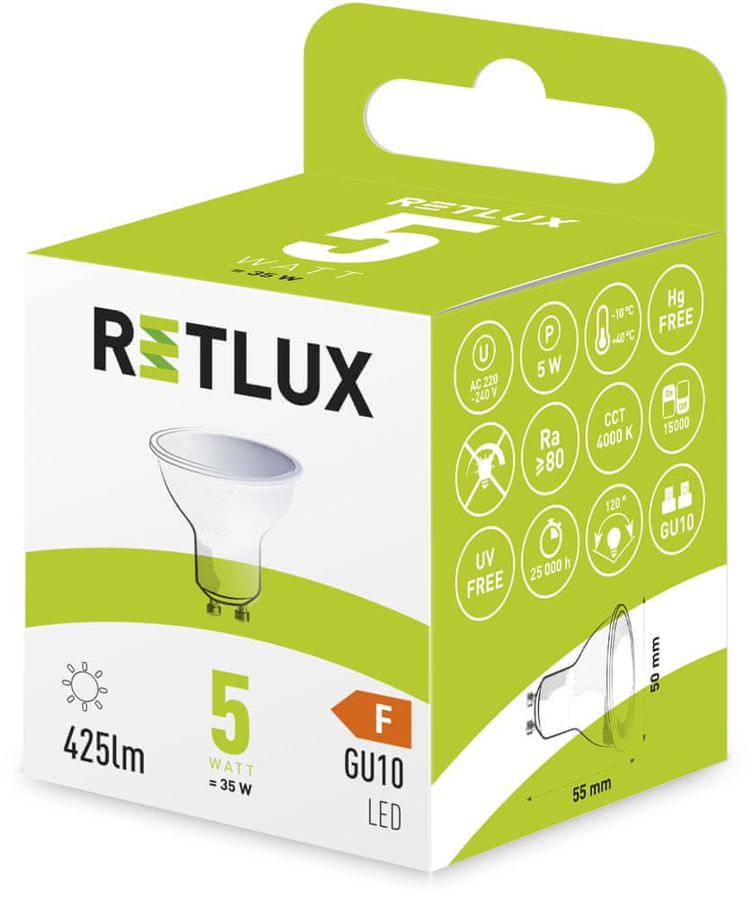 Levně Retlux RLL 414 GU10 bulb 5W CW