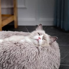 Mersjo Kulatý plyšový pelíšek pro domácí mazlíčky 60 cm šedý