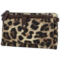 MaxFly Trendová koženková dámská kabelka Fopi, leopard khaki/tmavě hnědá