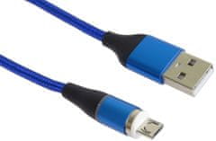 PremiumCord Magnetický micro USB a USB-C, nabíjecí a datový kabel, 1m, modrá
