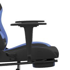 shumee Otočná herní židle s podnožkou černá a modrá textil